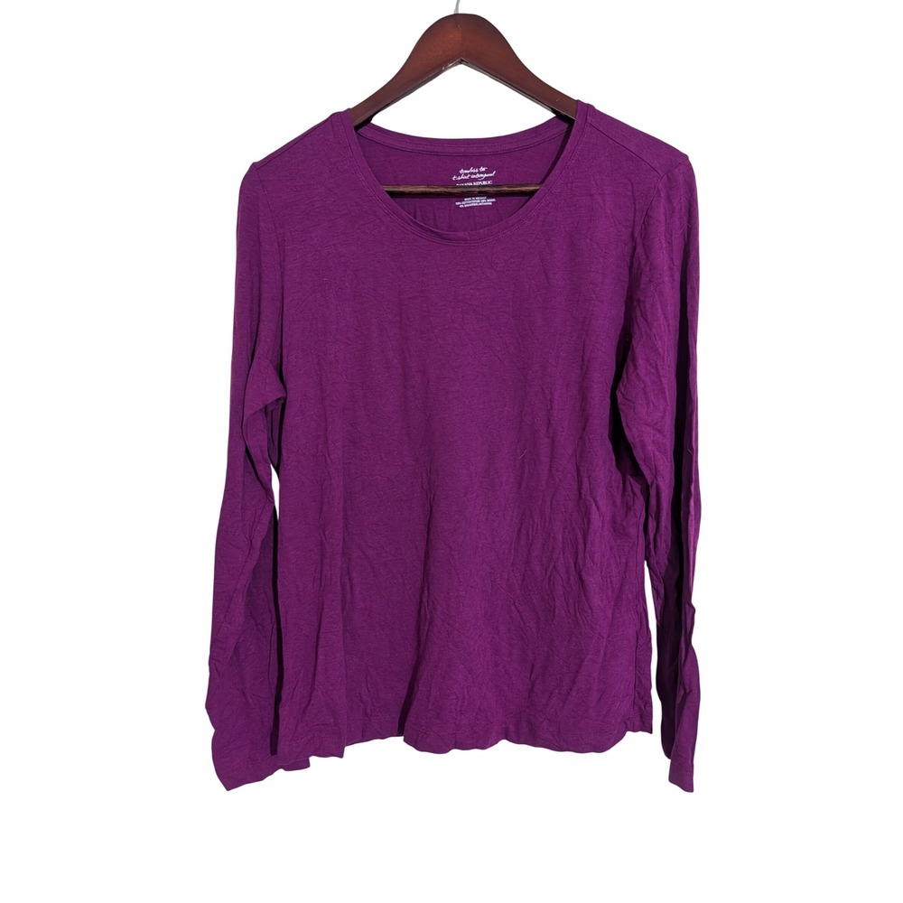 Banana Republic Timeless Tee Long Sleeve Purple Cotton Modal Crew Neck Top Large